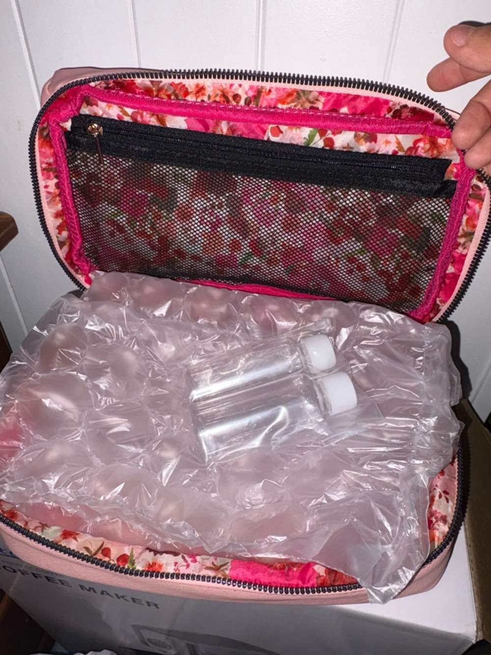 Ted Baker Blush Pink Satin Travel Makeup Pouch - Picture 4 of 7